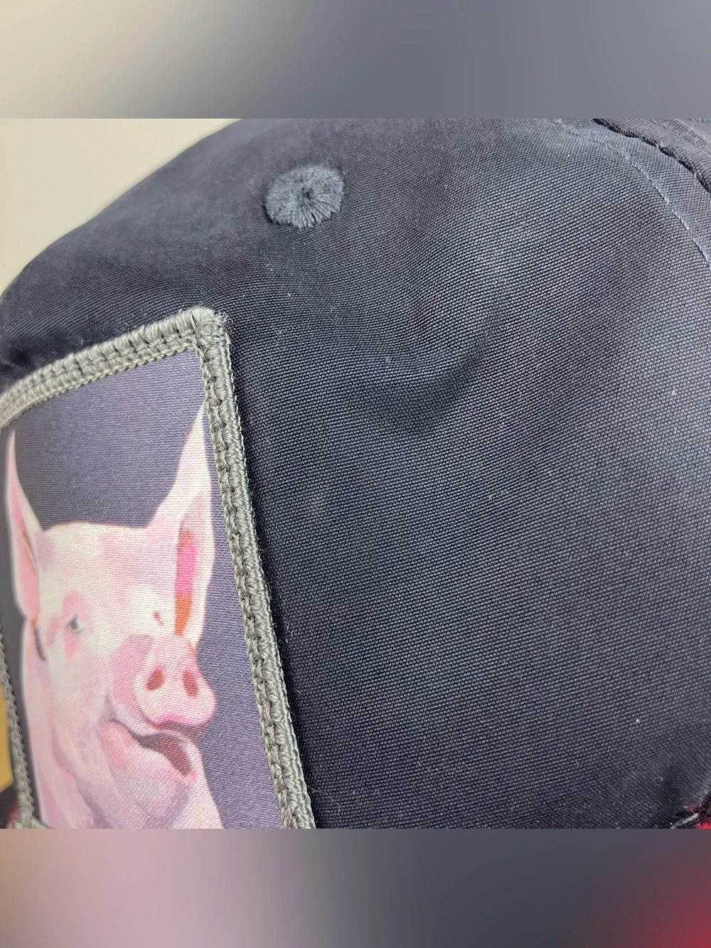 FLYN Snapback Rope Trucker Hat Navy Blue Pig Patch Logo